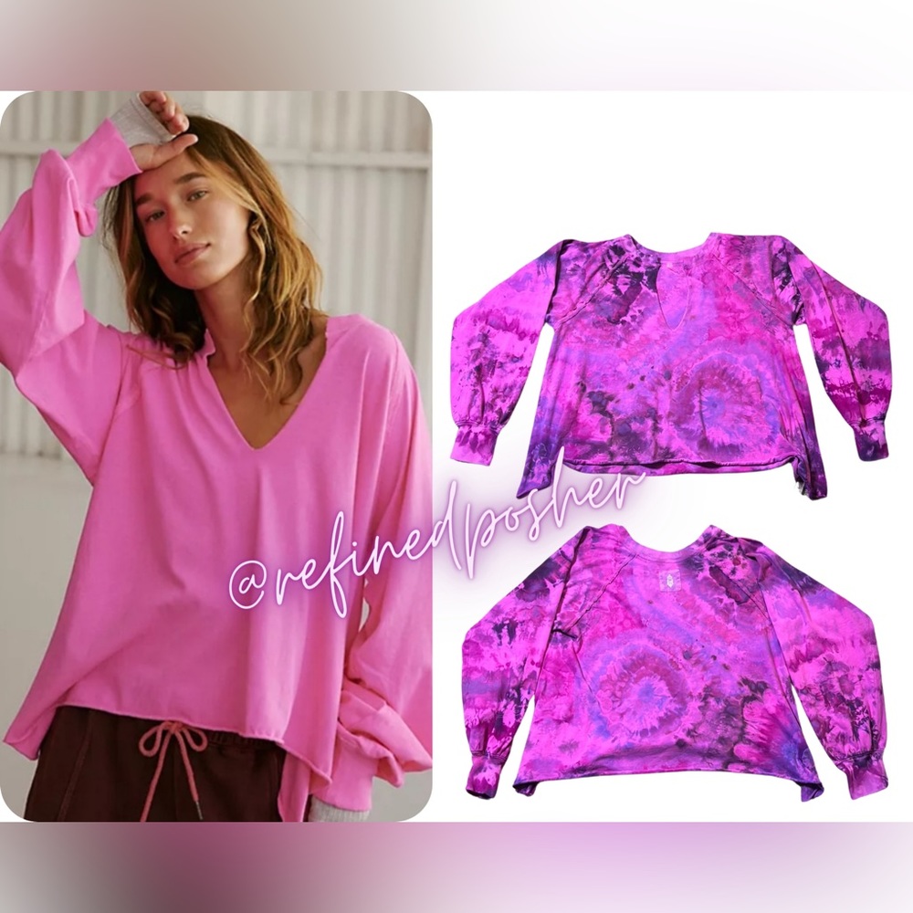 Free People Movement Reflect Long Sleeve Layer size Small NEW Fuchsia Tie Dye